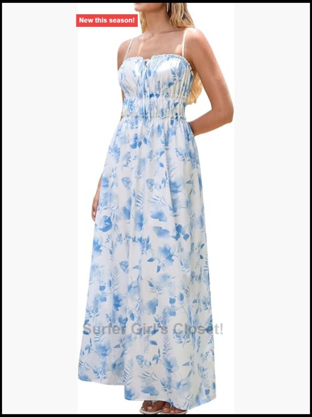 Floral Maxi Sundress Wedding Guest A Line Ruched Spaghetti Strap Summer Dress